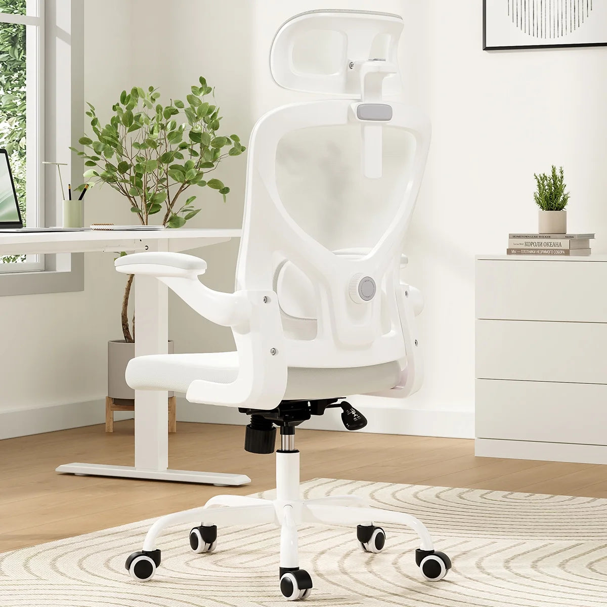Ergonomic Office Chair,Home Office Desk Chair with Headrest,High Back Computer Chair with Armrests and Adjustable Lumbar Support for Home Office Study Room