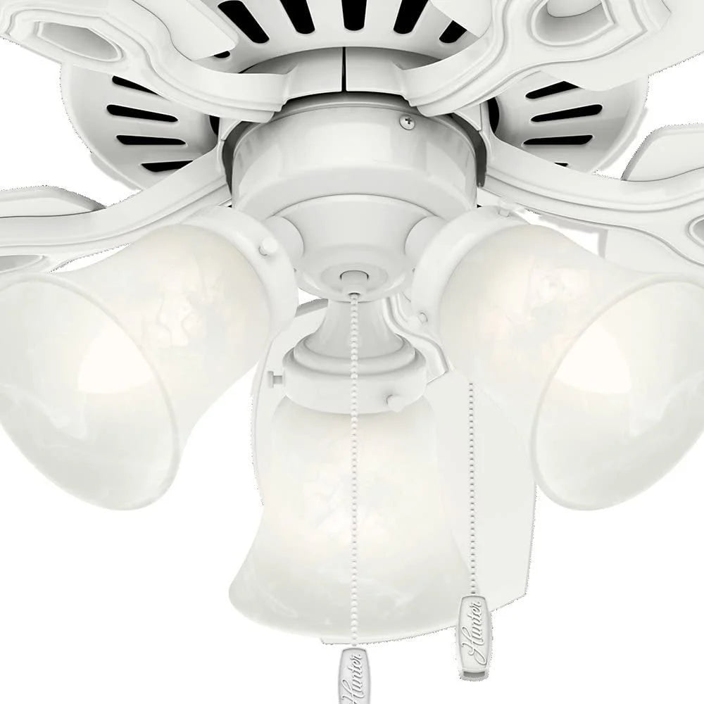 Hunter - Builder Indoor Ceiling Fan With Light, 42-inch, Snow White, Traditional-style, 3-speed WhisperWind Motor, 52105, for living rooms, bedrooms, home offices, kitchens