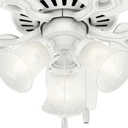 Hunter - Builder Indoor Ceiling Fan With Light, 42-inch, Snow White, Traditional-style, 3-speed WhisperWind Motor, 52105, for living rooms, bedrooms, home offices, kitchens