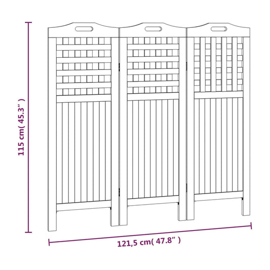 vidaXL 3 Panel Room Divider Privacy Room Divider Screen Solid Wood Acacia