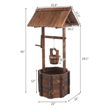 Zimtown Wooden Flowerpot Outdoor Reinforced And Anticorrosive Wooden Wishing Well Flowerpot