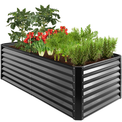 Best Choice Products 6x3x2ft Outdoor Metal Raised Garden Bed, Planter Box for Vegetables, Flowers, Herbs - Gray