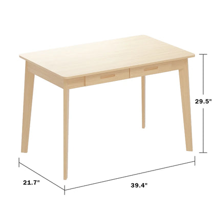 MONSLIPA Industrial Modern Wooden Desk with Storage Drawers, Office Computer Desk and Home Office Desk with Sturdy Wood Legs, 47" Long (Black)