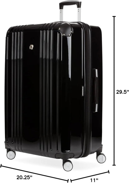SwissGear 7786 Hardside Expandable Luggage with Spinner Wheels, Black, Checked-Large 27-Inch