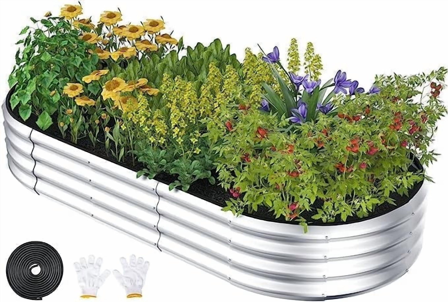 Raised Garden Bed, 6x3x1 ft Galvanized Garden Planter Boxes Outdoor for Vegetables, Fruits, Flower - Gray