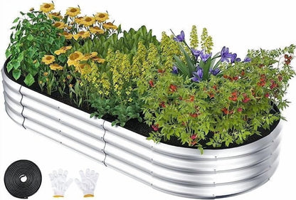 Raised Garden Bed, 6x3x1 ft Galvanized Garden Planter Boxes Outdoor for Vegetables, Fruits, Flower - Gray