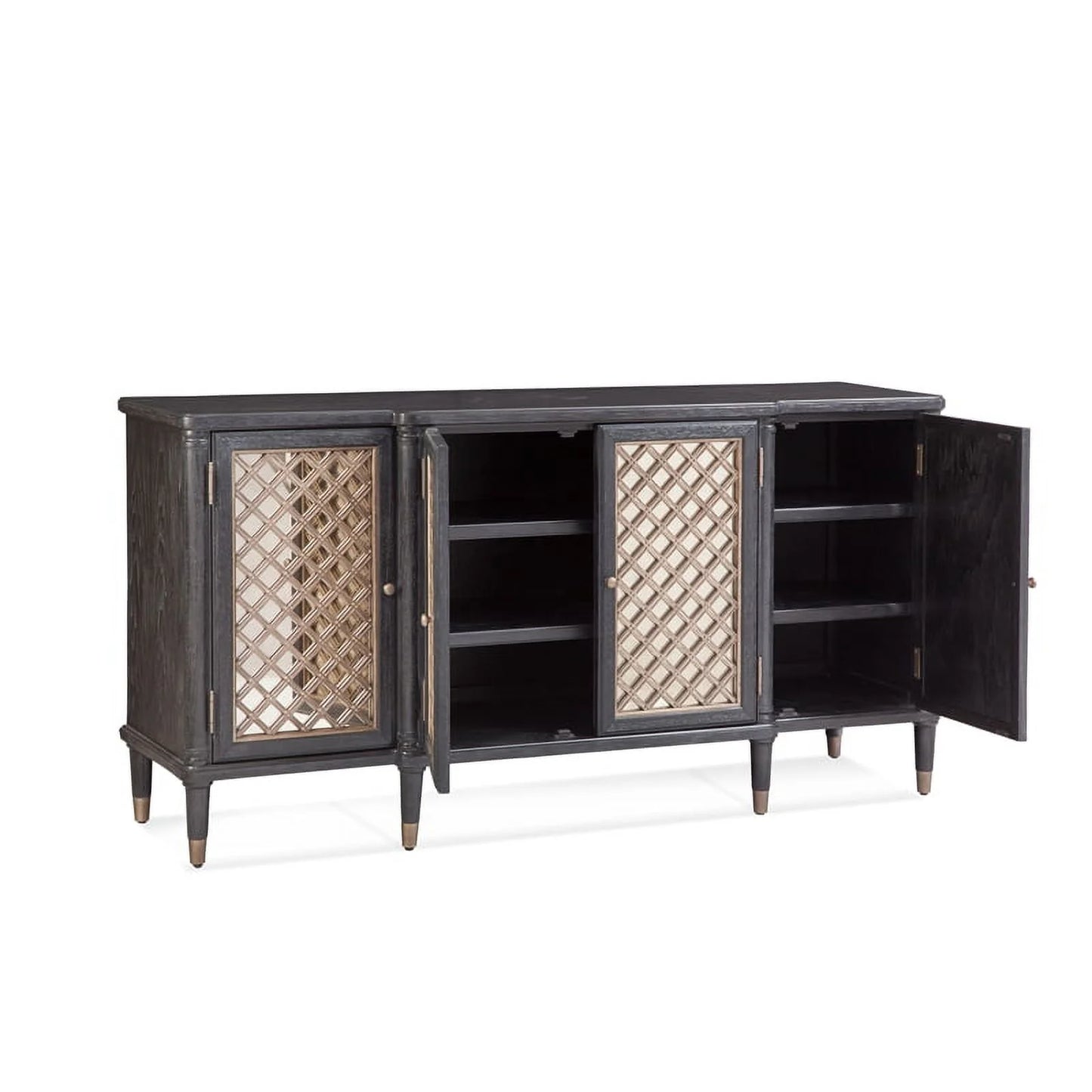 Bassett Mirror Groveland 6-Shelf Wood Server with Metal Accents in Black