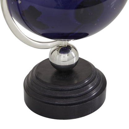 DecMode 8" Blue Globe with Silver Accents