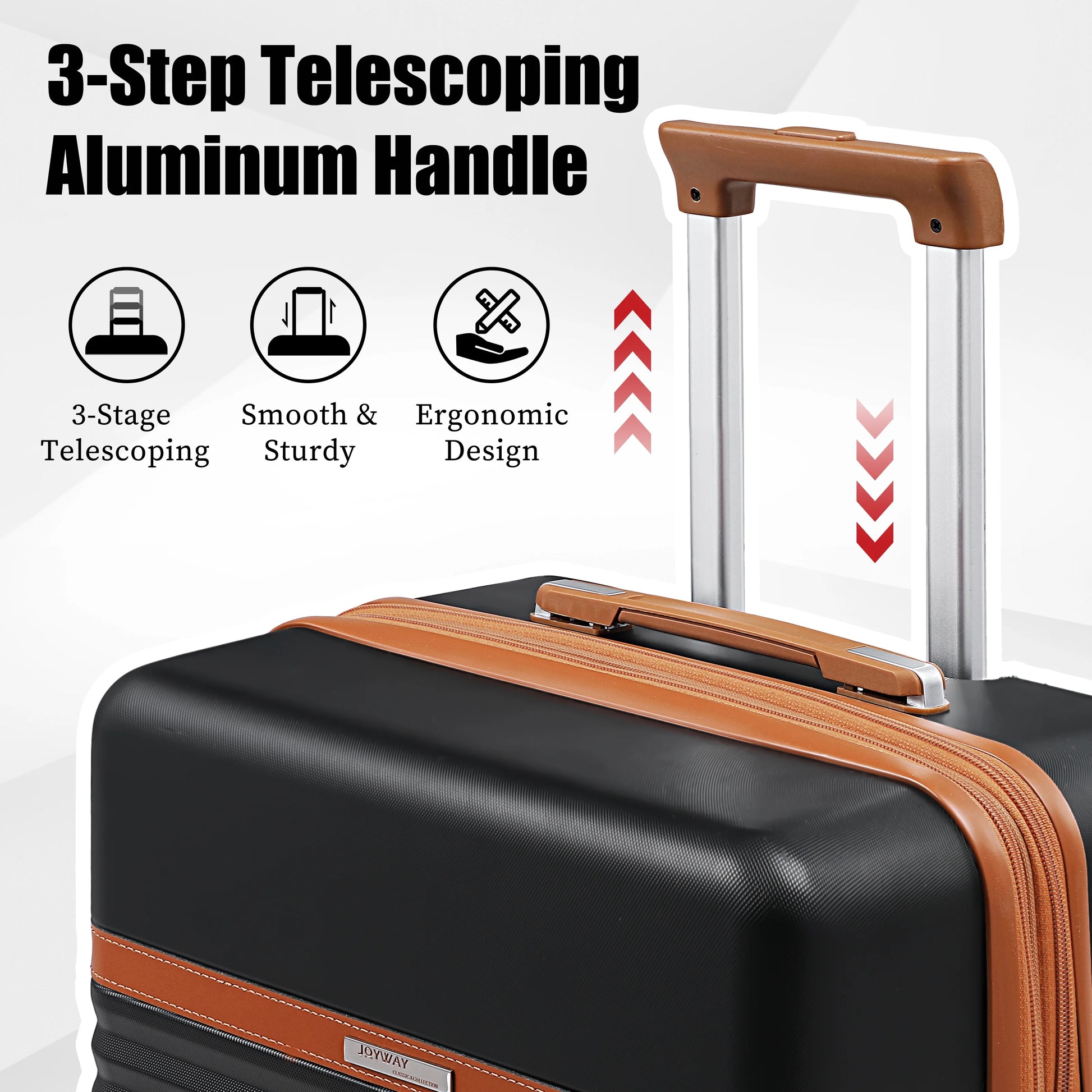 Joyway - 5-Piece Luggage Sets ABS Hardside Spinner Luggage -(Expandable Suitcase20"24")28-in Checked Luggage-Black
