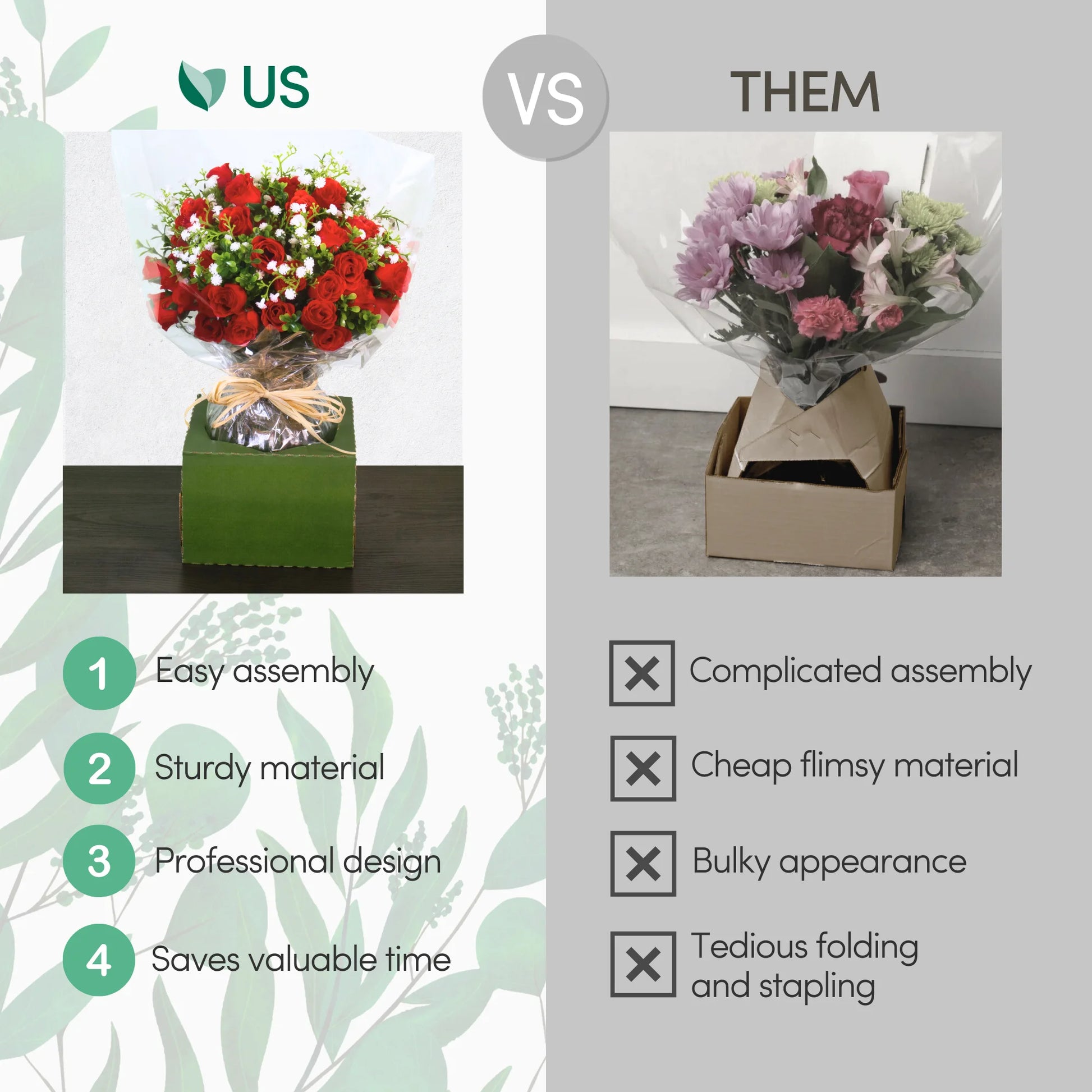 Holiday Designs - Pop-Up Florist Delivery Box, Heavy Duty Corrugated Cardboard Vase Boxes for Secure Floral Arrangements During Transport, 8 x 8 x 5 (Large - Bulk Case of 50)
