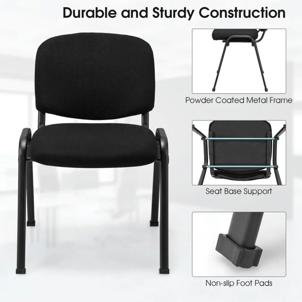 Topcobe Set of 2 Office Chair with Metal Frame and Padded Cushions for Conference Room, Home Office Chair, Office Furniture Chairs, Black