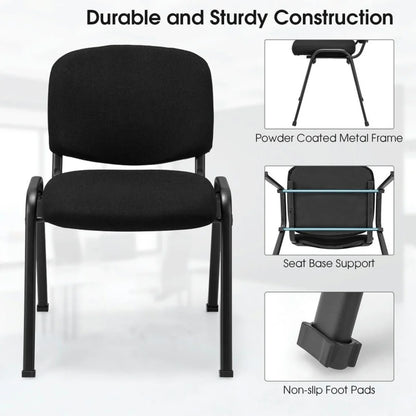 Topcobe Set of 2 Office Chair with Metal Frame and Padded Cushions for Conference Room, Home Office Chair, Office Furniture Chairs, Black