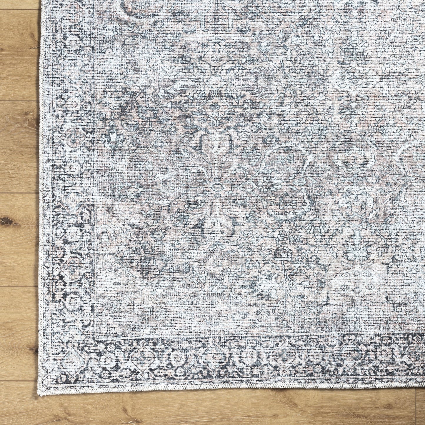 Better Homes & Gardens Persian Blooms Washable Non-Skid Indoor Area Rug, Brown, 5'3" x 7'