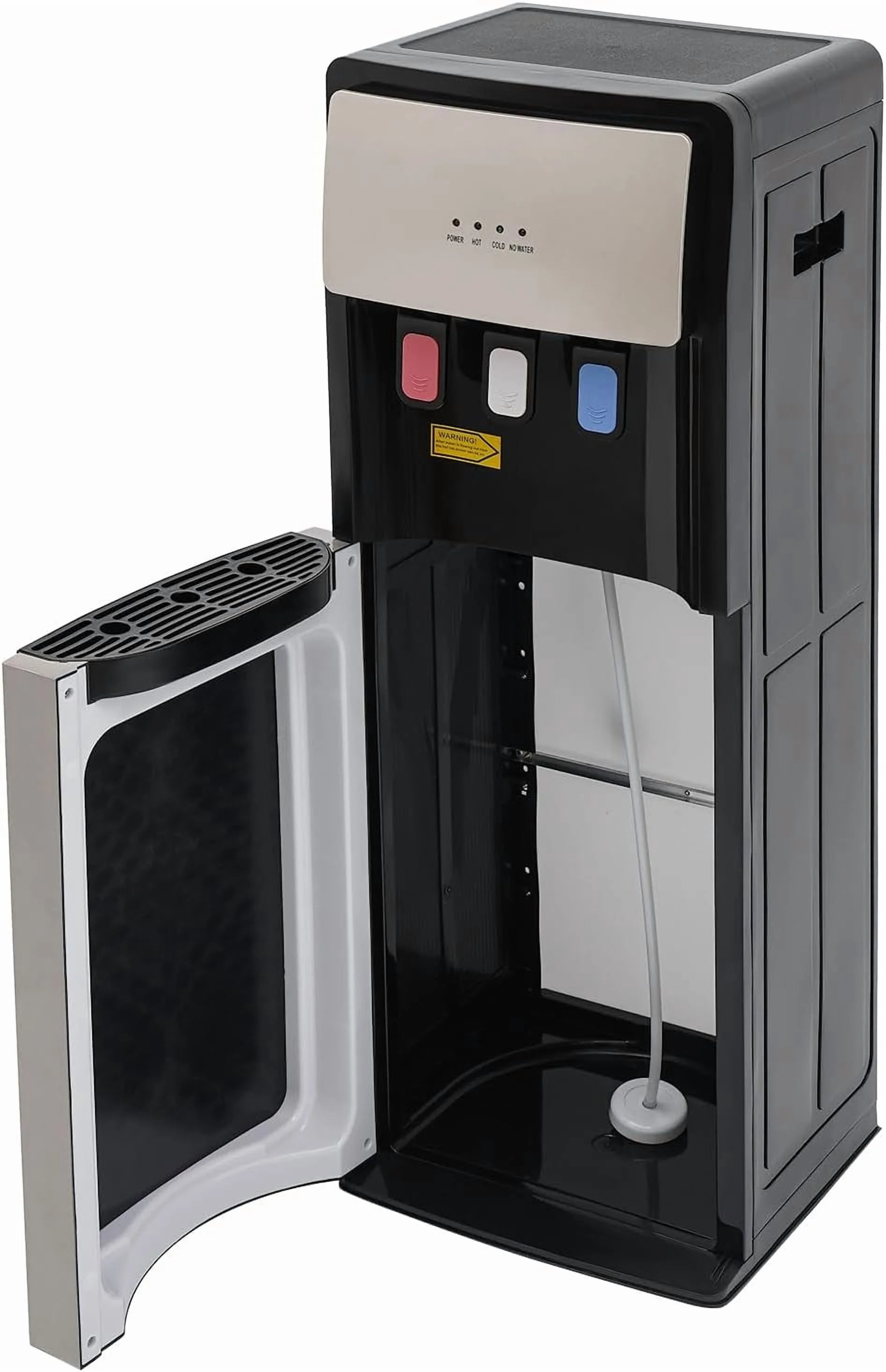 Bottom Loading Water Cooler Dispenser, Storage Cabinet Drinking Fountain Hot & Cold Standing Water Dispenser with Anti-Scalding Design Safety Lock for Home Office (Silver Grey)