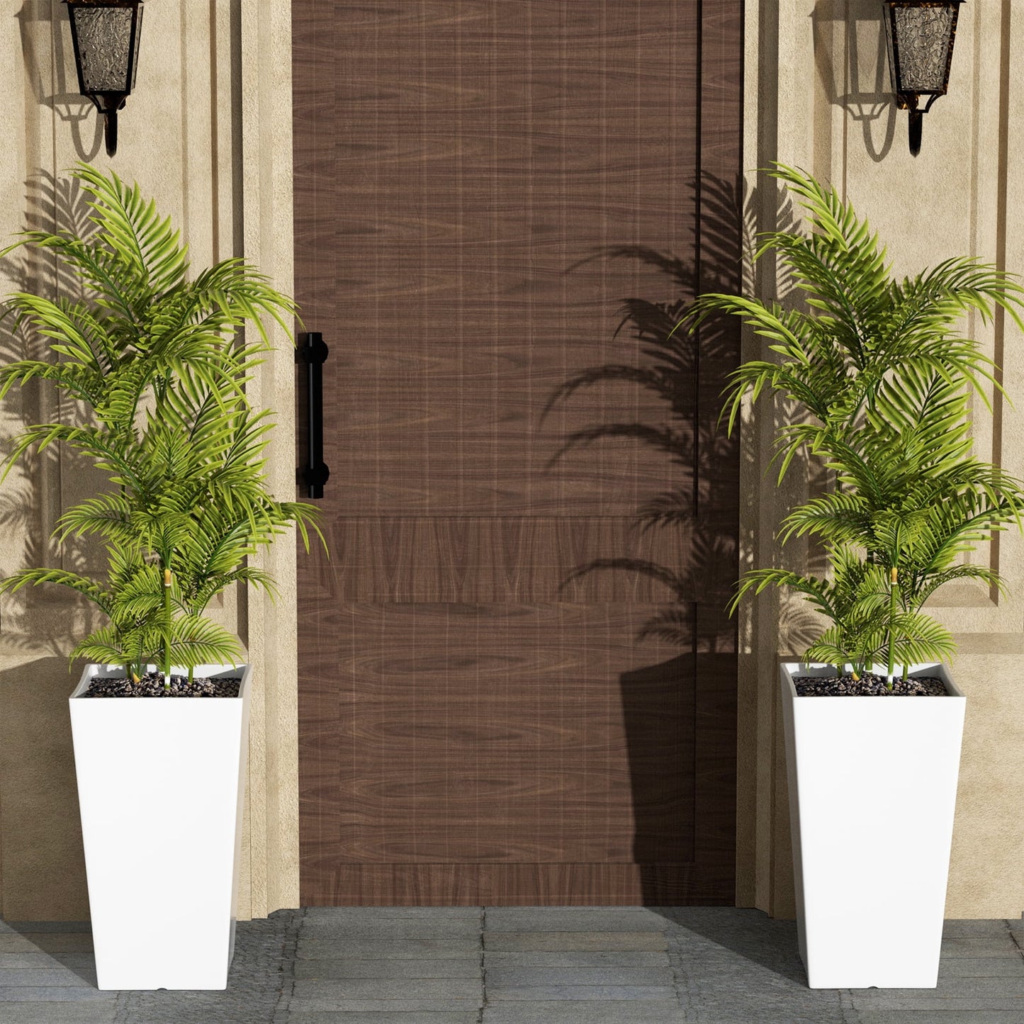 QCQHDU Large Planters for Outdoor Plants Flower Pots Set of 2,Tall Planters for Outdoor Plants,21 inch Outdoor Planters for Front Porch PlantersWhite