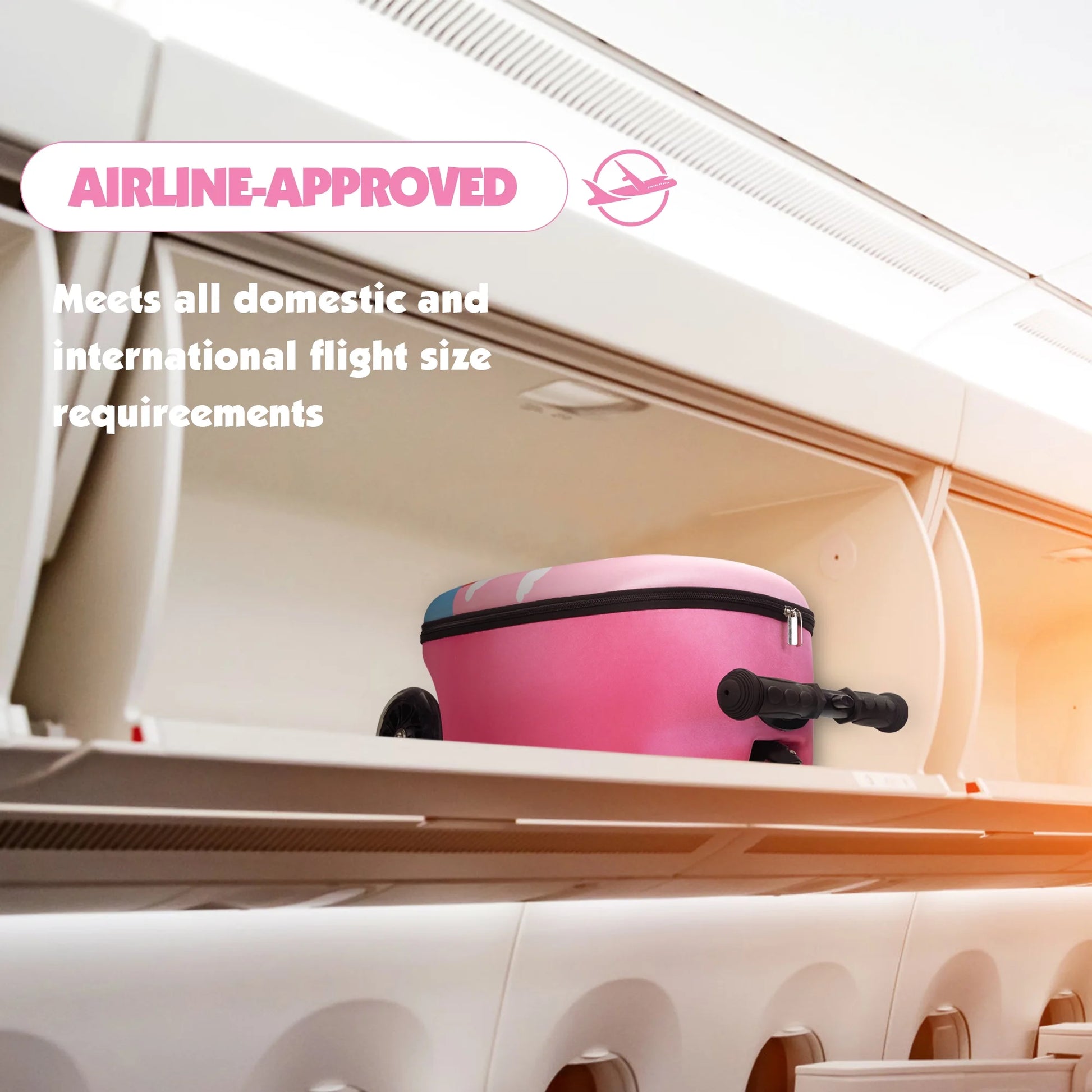 VLIVE 19 in Kids 2 Piece Unicorn Spinner Carry On Luggage with Scooter, Pink
