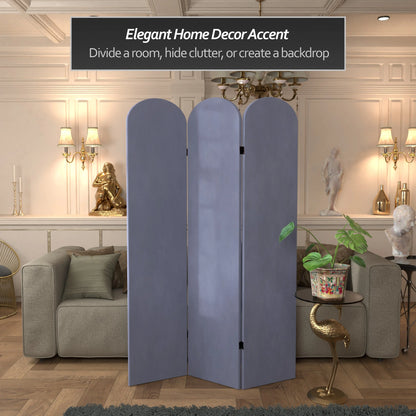 6 ft. Classic Arch Velvet Room Divider Lilac 3 Panel