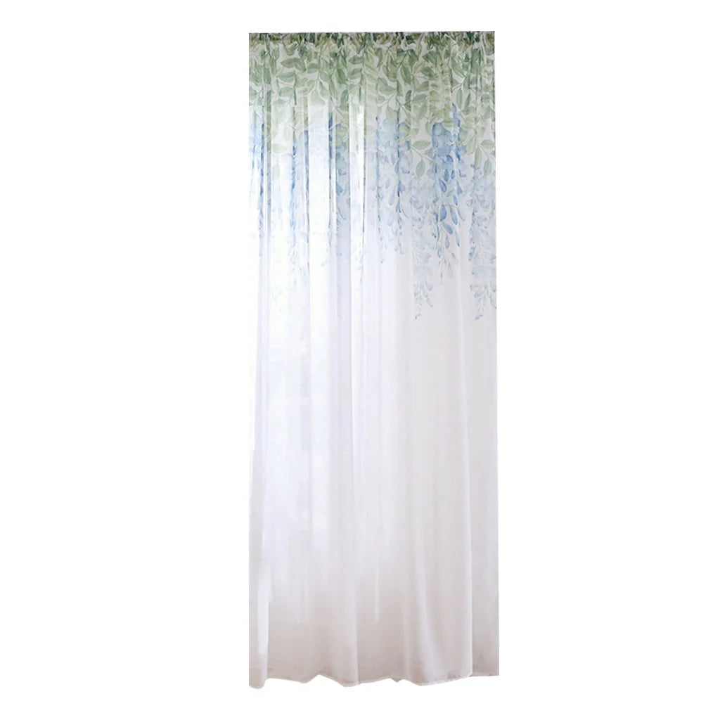 Kokovifyves Home Decor Clearance Leaves Sheer Curtain Tulle Window Treatment Voile Drape Valance 1 Panel Fabric