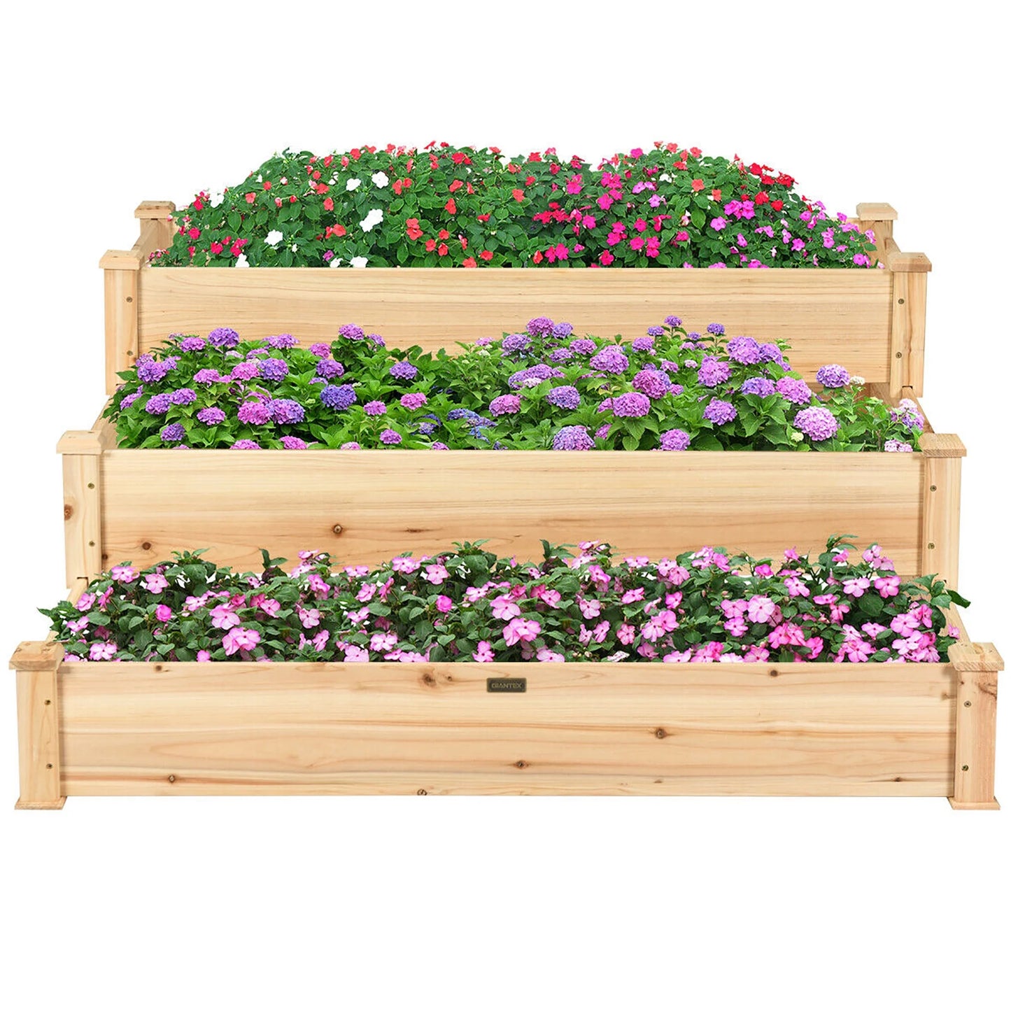 Costway 3 Tier Wooden Raised Garden Bed Planter Kit Outdoor Grow Flower Vegetables
