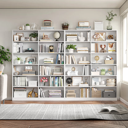Homfa 74.3° Double Wide 6-Tier Bookcase, Extra Large Wooden Freestanding Display Bookshelf for Home Office Living Room, White