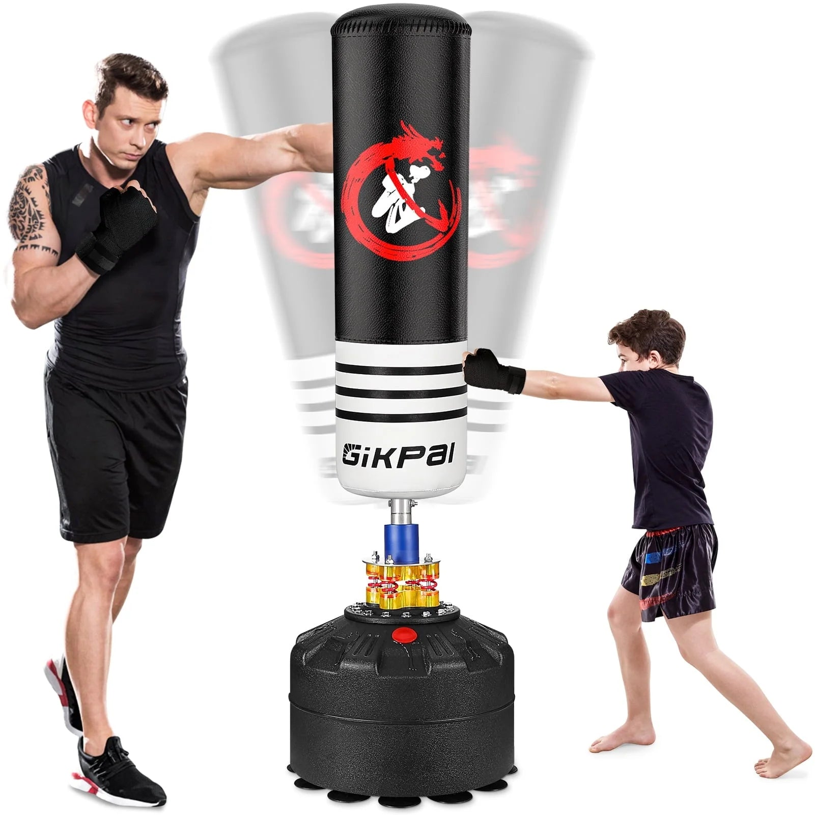 GIKPAL Freestanding Punching Bag, 70'' - 182lbs Heavy Boxing Bag with Stand for Adult Teens Kids Kickboxing Bag with 12 Suction Cup Base for Home Office Gym