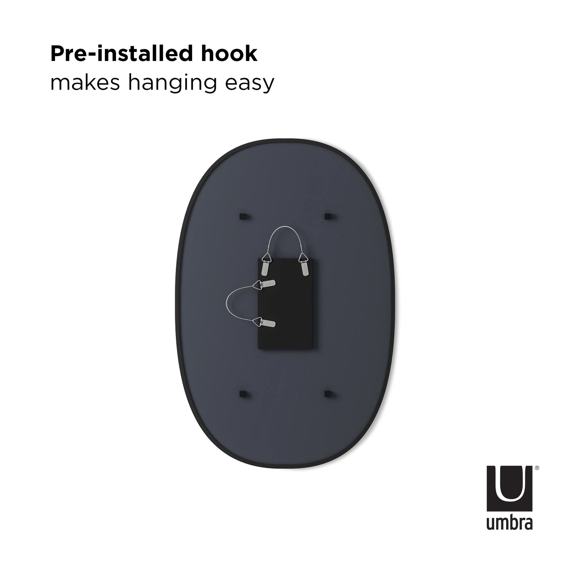 Umbra Hub Oval 24x36" Wall Mirror Black