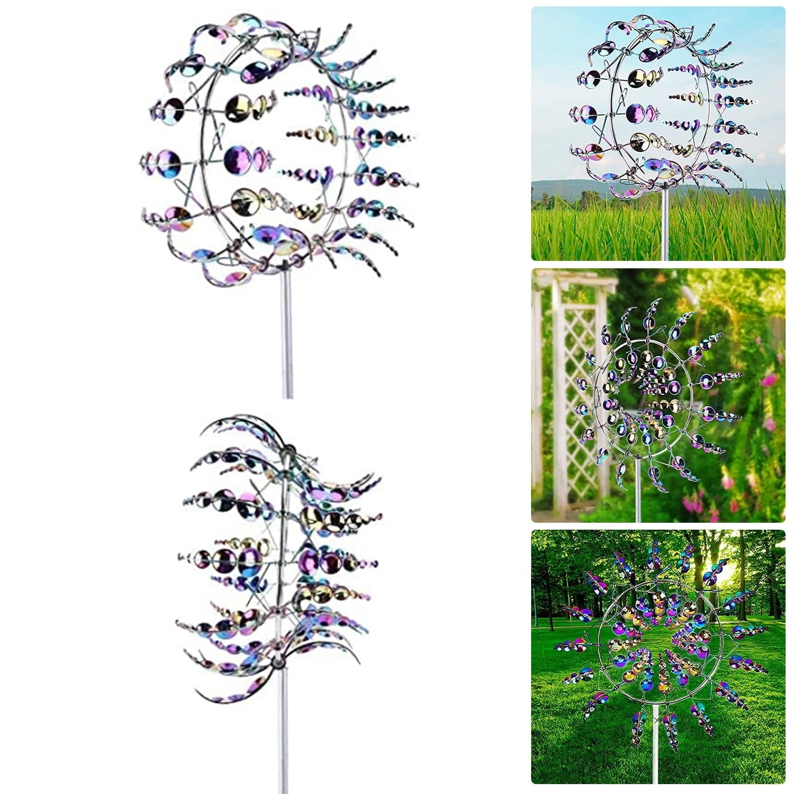 Limei Colorful Wind Spinner 39" Large Vertical Windmill Metal Sculpture Garden Decoration Lawn Ornaments Yard Art Decor Outdoor Pinwheel for Patio