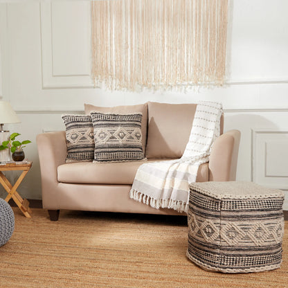 REDEARTH ? Tufted Pouf Ottoman with Filler Textured Storage Cube Bean Bag Pouffe Footrest for Living Room, Bedroom, Nursery, Kidsroom; 100% Cotton (17.5"X17.5"X17.5", Diamond Virgule)