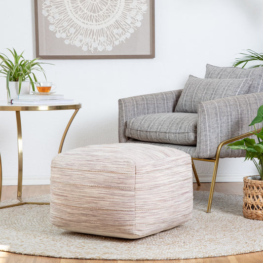 Modern Joya 22" Square Pouf Ottoman Gray and Mauve