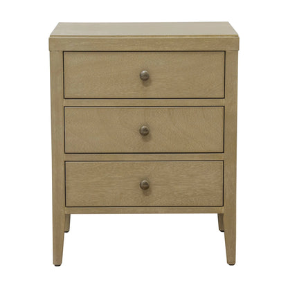 Webb 3-Drawer Wooden Nightstand by East at Main - Wheat Solid Wood Accent Table/End Table with Black Accents (19x15x23)