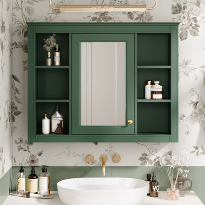 Euroco Wall Mounted Bathroom Mirror Cabinet Triple Door Vanity Storage with Concealed Shelves, Modern Design, Durable Construction, Easy Assembly