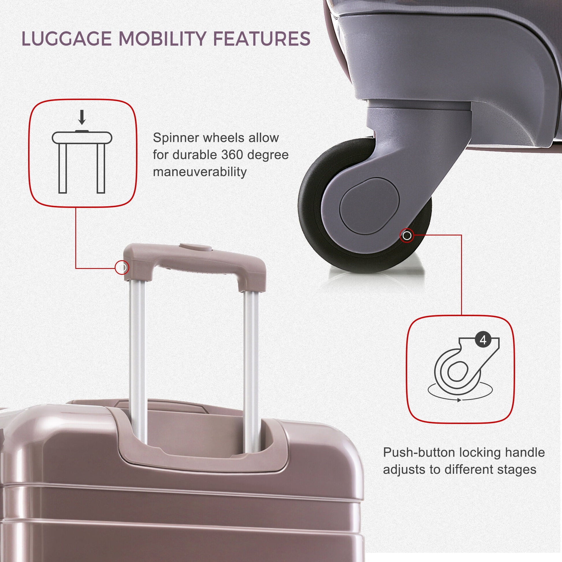 Hard Luggage Case Luggage Sets New Model ABS Hardshell 3pcs Clearance Luggage Hardside Lightweight Durable Suitcase sets Spinner Wheels Suitcase with TSA Lock 20''24''28''( golden),Travel Hard Case