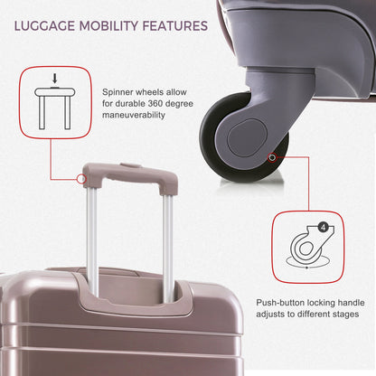 Hard Luggage Case Luggage Sets New Model ABS Hardshell 3pcs Clearance Luggage Hardside Lightweight Durable Suitcase sets Spinner Wheels Suitcase with TSA Lock 20''24''28''( golden),Travel Hard Case