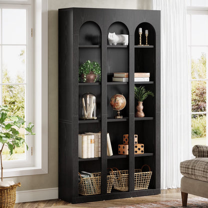 Tribesigns 5-Tier Farmhouse Tall Bookshelf, 70.87-Inch Rustic Wood Bookcase with Open Shelves, Large Mid Century Modern Book Shelf Vintage Display Storage Shelving Unit for Home Office