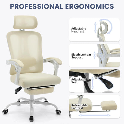 Ergonomic Office Chair,Swivel Task Chair with Adjustable Lumbar Support,Home Office Chair with Footrest,Mesh High Back Gaming Chair