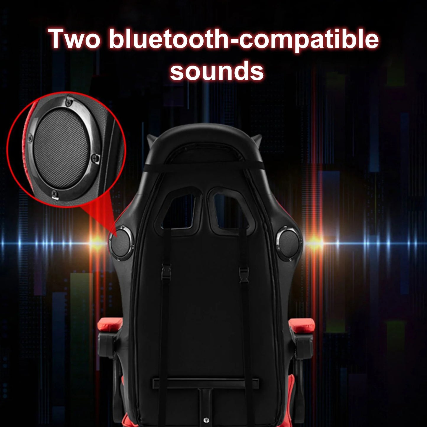 WETS Gaming Chair with Bluetooth Speakers Office Chair with Footrest and LED Lights Ergonomic Gaming Chairs High Back with Headrest Adjustable Swivel for Home Office,397lb