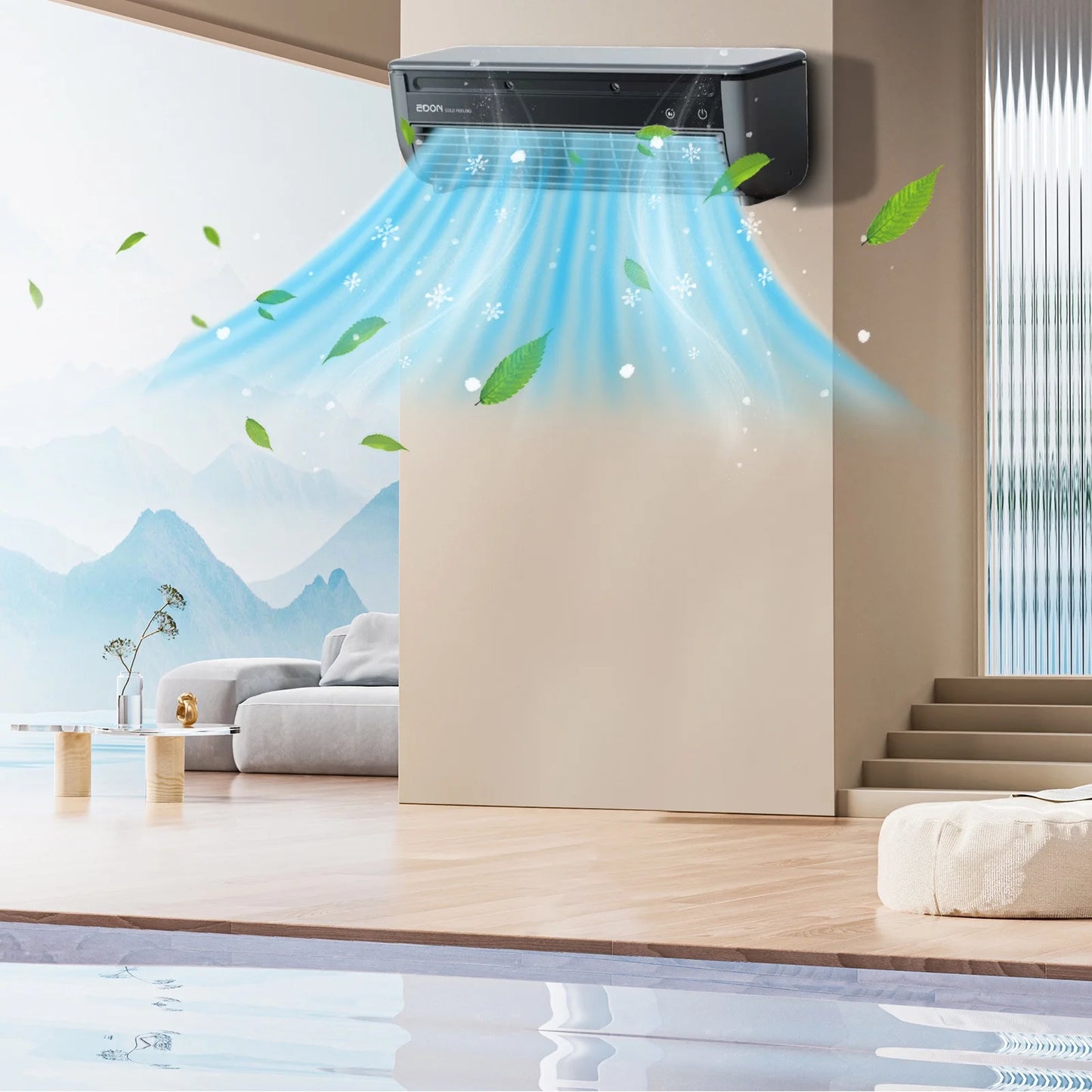 FYHALE 5,000 BTU Wall Mounted Air Conditioner with Remote Control, Digital Display, Cool up to 150 Sq. Ft., Perfect for Small Bedroom, Living Room, Home Office, White