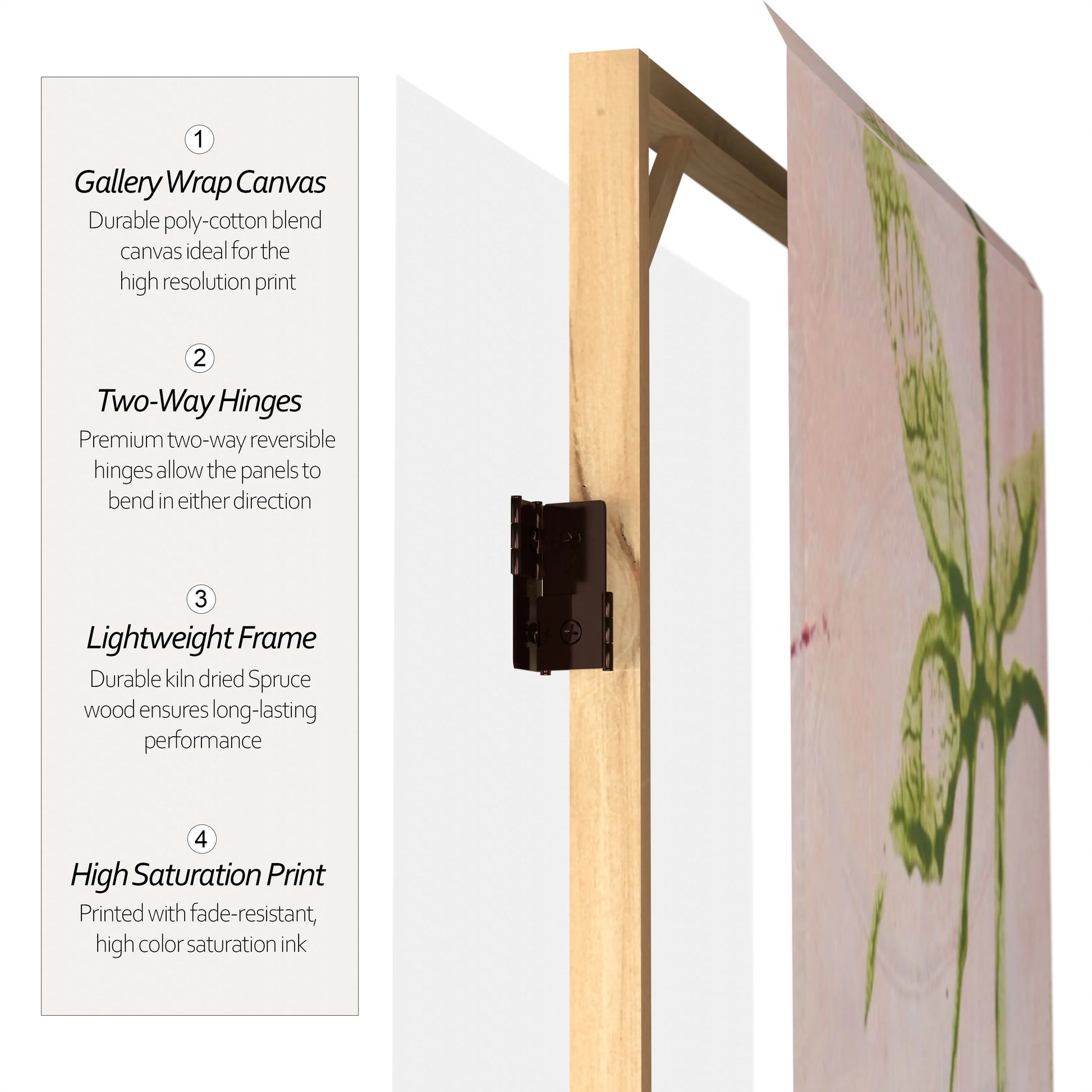 Oriental Furniture 5 1/4 ft. Pink Harmony Canvas Room Divider - 6 Panel