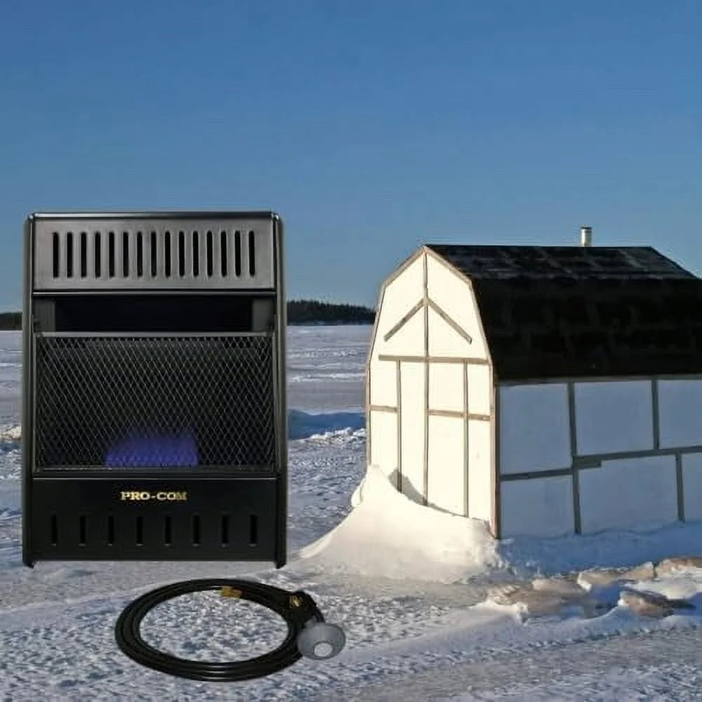 ML100TBAHR Ventless Propane Gas Blue Flame Space Heater with Thermostat Control for Living Room, Bedroom, Home Office, 10000 BTU, Heats Up to 300 Sq. Ft., Includes Wall Mount, Black