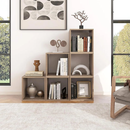 4 Stackable Bookshelf Cubes, Cubical Storage Organizer with 4 Removable Open Shelves, Small Book Shelves for Small Spaces, Cube Book Shelf for Bedroom, Living Room, Home Office (Natural)