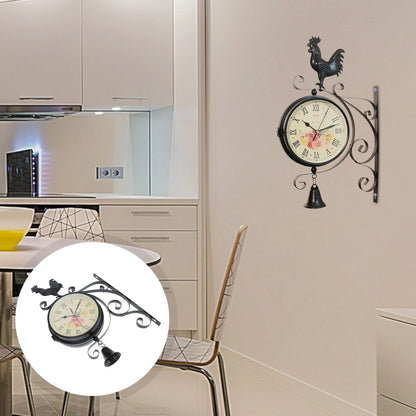 Homemaxs 1Pc Wall Clock Wall Hanging Clock Iron Art Hanging Clock Double Sided Clock