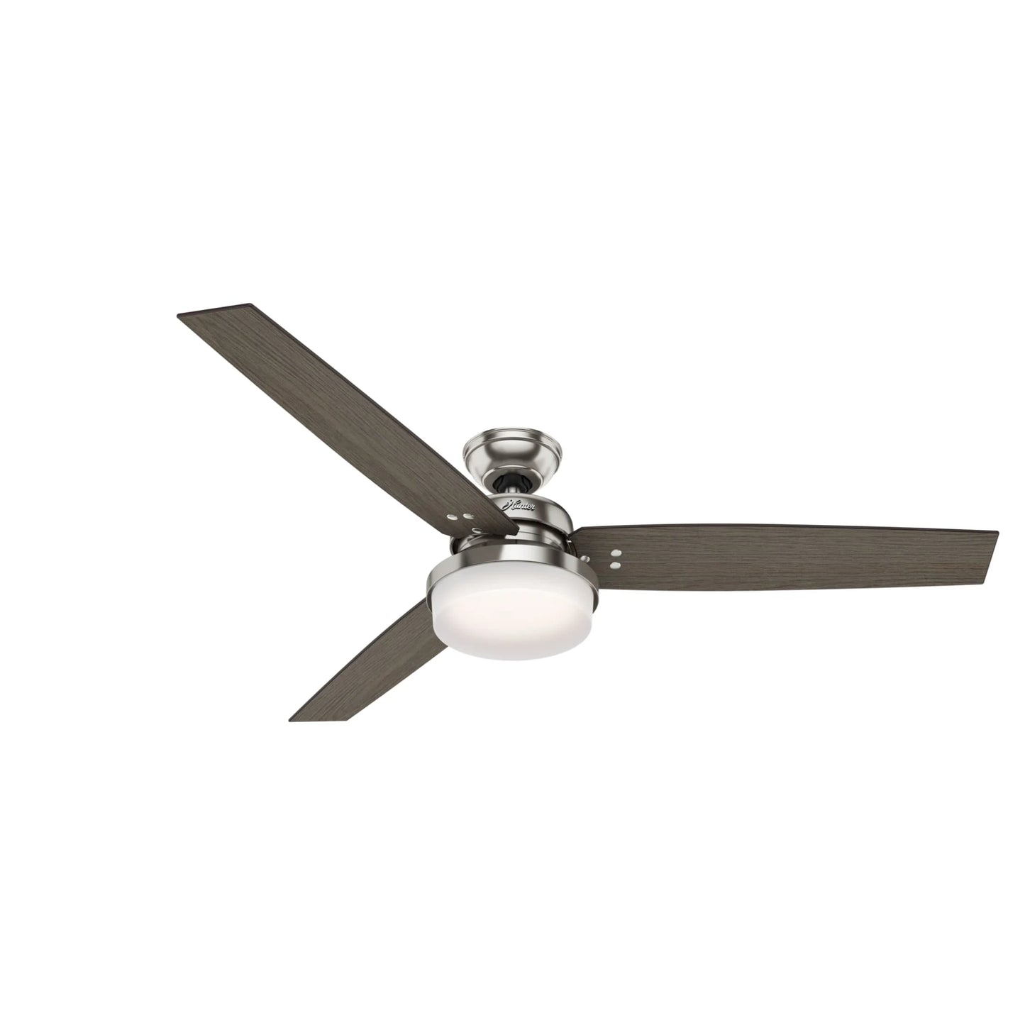 Hunter - Sentinel Indoor Ceiling Fan With Light, Remote, 60-inch, Brushed Nickel, Modern-style, 3-speed WhisperWind Motor, 59459, for living rooms, bedrooms, home offices, kitchens