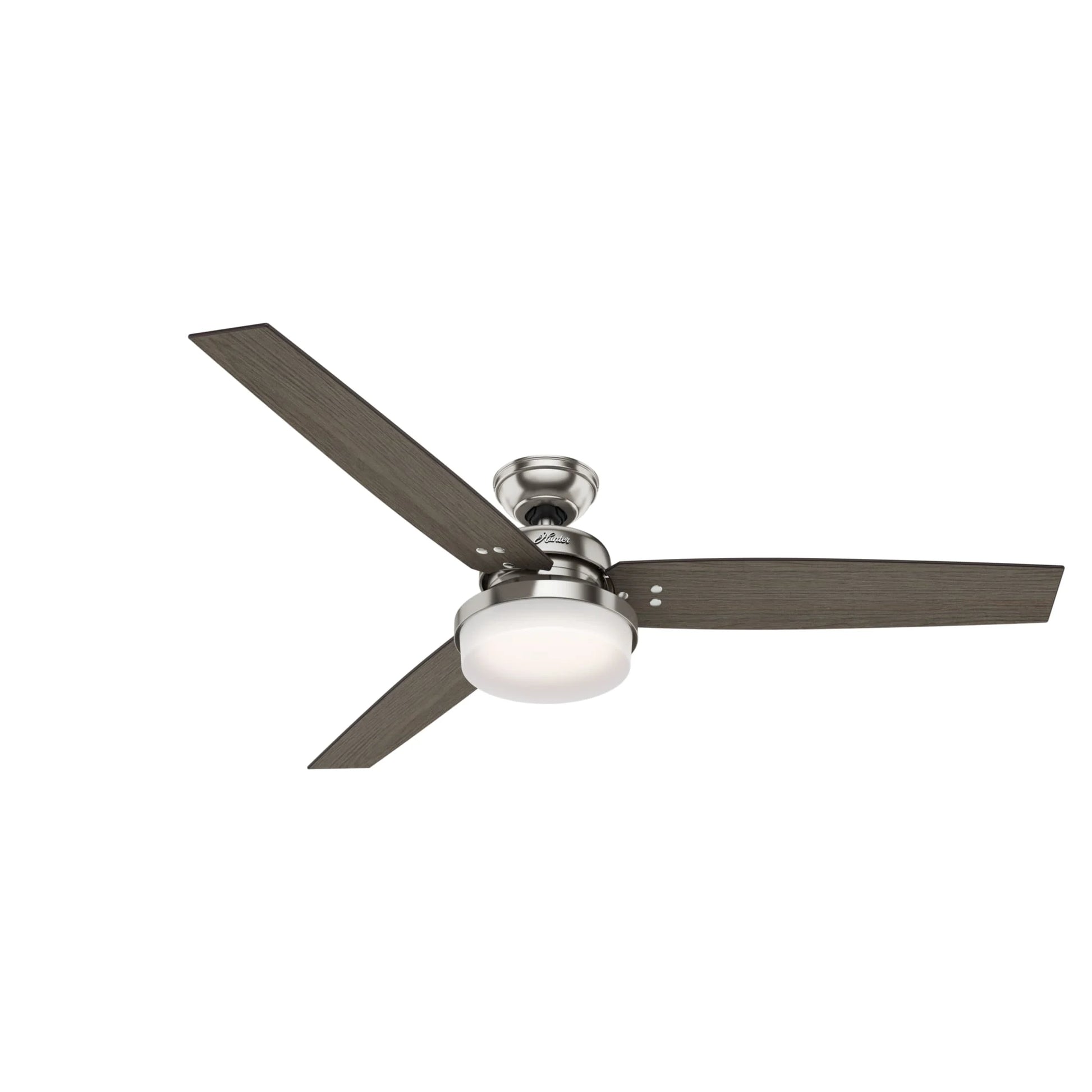 Hunter - Sentinel Indoor Ceiling Fan With Light, Remote, 60-inch, Brushed Nickel, Modern-style, 3-speed WhisperWind Motor, 59459, for living rooms, bedrooms, home offices, kitchens