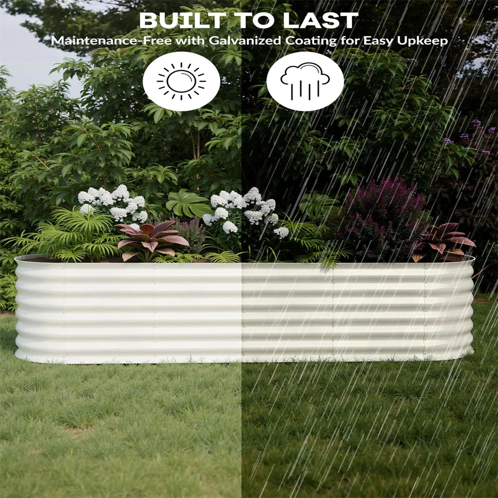 2-Pack Galvanized Steel Raised Garden Beds Kit -Outdoor Metal Planter Boxes for Vegetables, Flowers & Herbs.Tool-Free Assembly, Rust-Resistant Green Coated Design