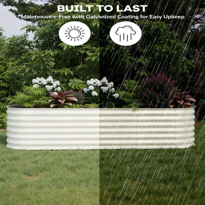 2-Pack Galvanized Steel Raised Garden Beds Kit -Outdoor Metal Planter Boxes for Vegetables, Flowers & Herbs.Tool-Free Assembly, Rust-Resistant Green Coated Design