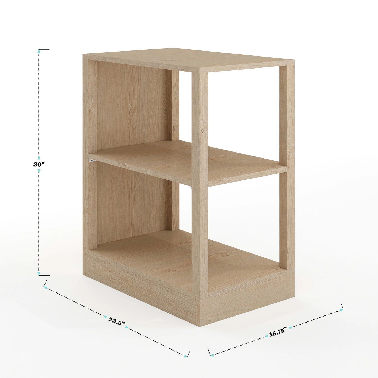 Martha Stewart Home Office Modular 2 Tier Bookshelf in Light Natural