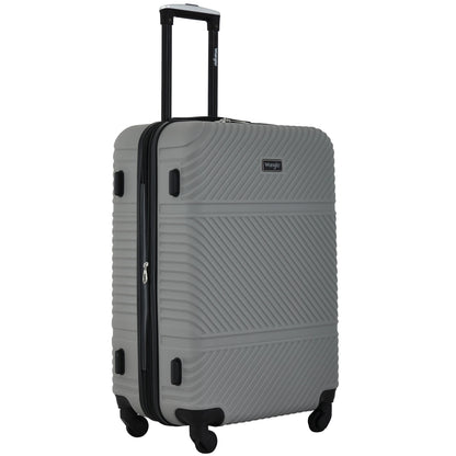 Wrangler 4 Piece Expandable Hardside Spinner Luggage Set with Packing Cubes, Sharkskin Grey