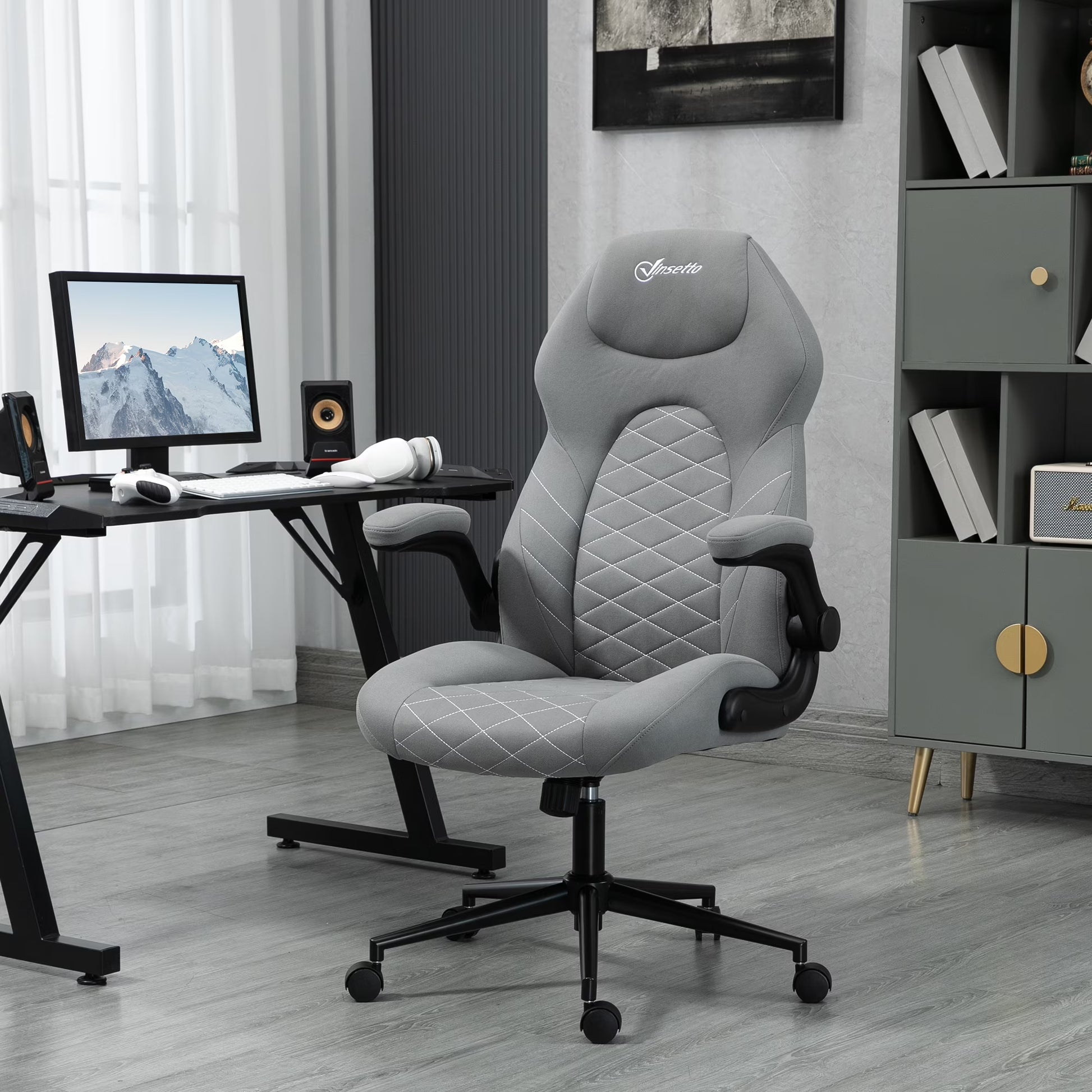 Vinsetto High Back Home Office Chair with Flip Up Armrests Dark Gray