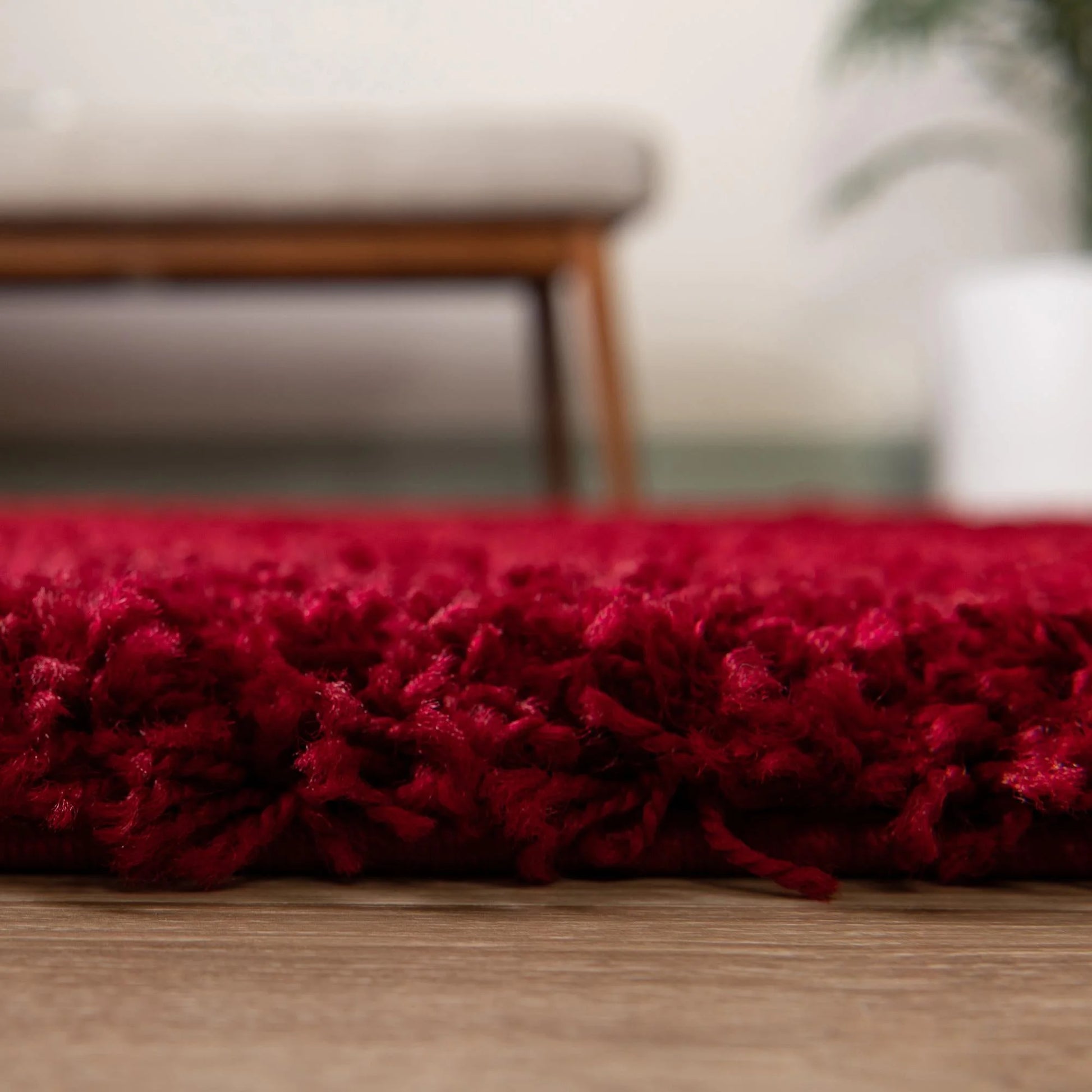 Rugs.com Solid Shag Collection Rug - 13 Ft Runner Cherry Red Shag Rug Perfect For Hallways, Entryways