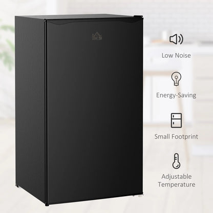 3.2 Cu.Ft Mini Fridge with Freezer, Single Door Compact Refrigerator with Adjustable Thermostat, Shelf and Reversible Door for Bedroom, Dorm, Home Office, Energy Efficient, Black